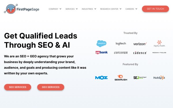 Homepage of First Page Sage